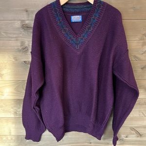 Pendleton 100% Virgin Wool V-Neck Sweater Mens XL. Vintage Sweater